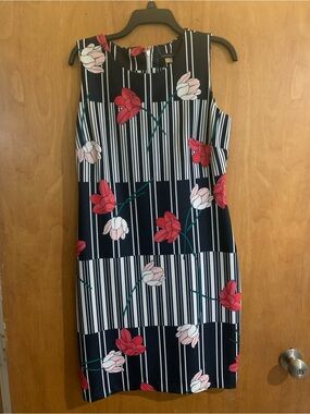 Tommy Hilfiger Navy Black Stripe Floral Mini Dress